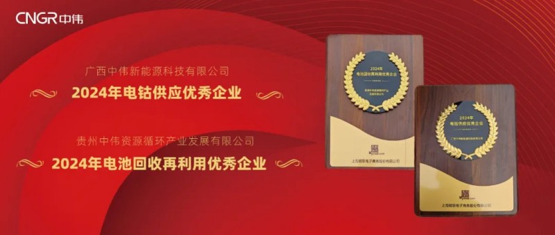 Z6尊龙股份荣获Mysteel2024“电钴供给优良企业”与“电池回收再利用优良企业”